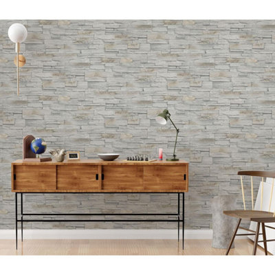 Erismann Select Grey Stones Wallpaper Feature Wall Realistic Natural ...