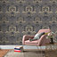Erismann Spotlight Damask Charcoal Gold Wallpaper Paste The Wall Textured Vinyl