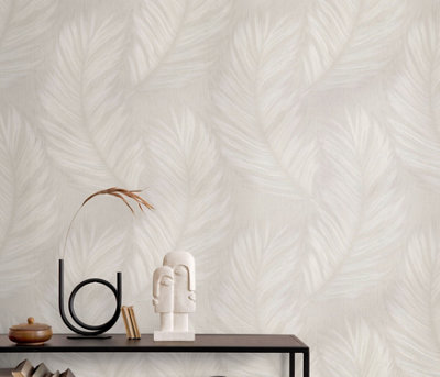 Erismann Trace Feather Wallpaper in Natural