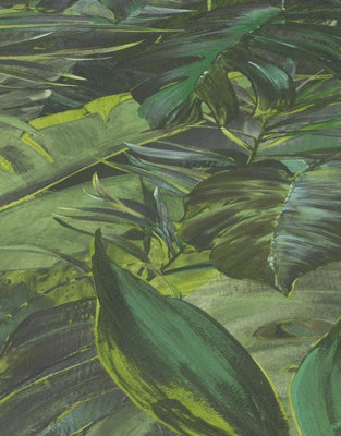 Erismann Tropical Palm Leaf Leaves Jungle Wallpaper Vinyl Botanical Greenery Green 10081-07