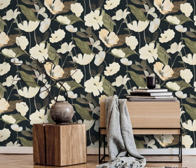 Erismann Wallpaper Fairy Blossom black