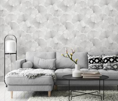 Erismann Wallpaper Ginko Dream light grey