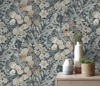 Erismann Wallpaper Secret Grove deep blue