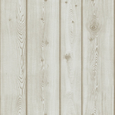 Erismann Wood Panel Effect Wallpaper Wooden Planks Boards Realistic Textured Off White 43016