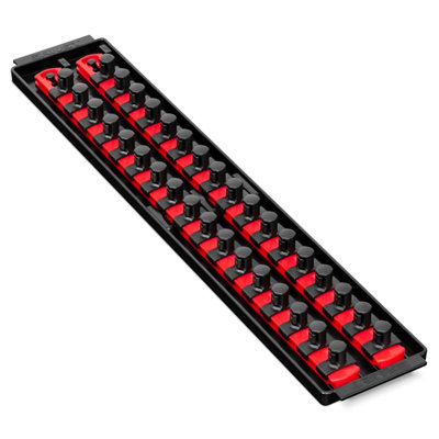 Ernst 8454 2-Rail Twist Lock 1/2" Socket Boss Storage Organiser Rail 18" Red