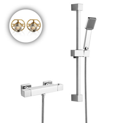 Erona Thermostatic Slider Rail Bar Shower Mixer Valve + Slider Rail Kit with Easy Fit