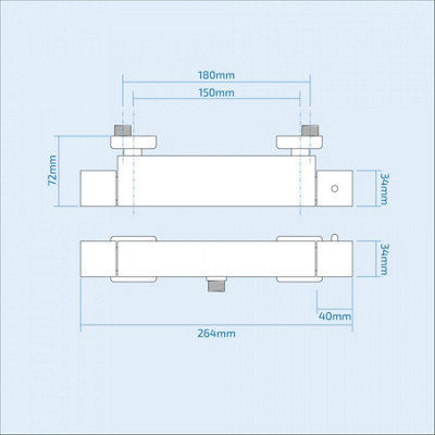 Erona Thermostatic Slider Rail Bar Shower Mixer Valve + Slider Rail Kit with Easy Fit - 6