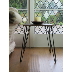 Eros Vintage Style Manufacturer Wood Side End Table With Hairpin Legs