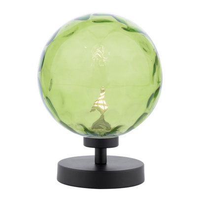 Esben Touch Table Lamp Matt Black With Green Dimpled Glass