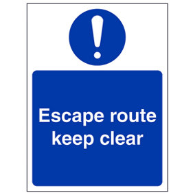 Escape Route Keep Clear Fire Door Sign - Adhesive Vinyl 150x200mm (x3)