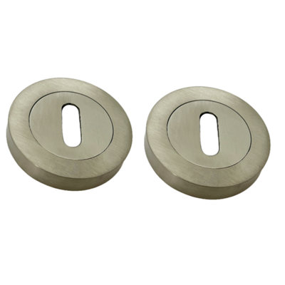 Escutcheon Satin Pair Keyhole Cover Mortice Door Lock Cover | DIY at B&Q