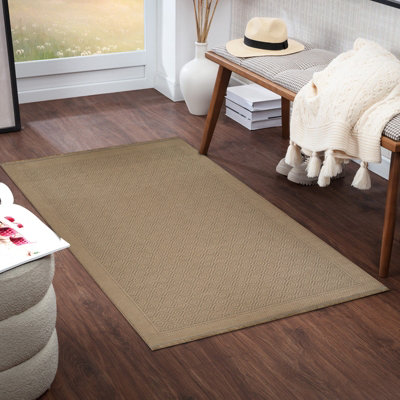 ESHA Cottage Tan/Beige Machine Washable Jute Area Rug 79 x 152 cm