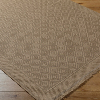ESHA Cottage Tan/Beige Machine Washable Jute Area Rug 79 x 152 cm