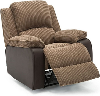 Esher Jumbo Cord Fabric Recliner Armchair - Brown