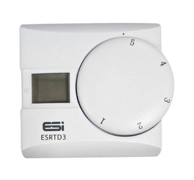 ESI ESRTD3 Wired Digital Room Thermostat Heating Control with Electronic LCD Display, TPI and Delayed Start - White