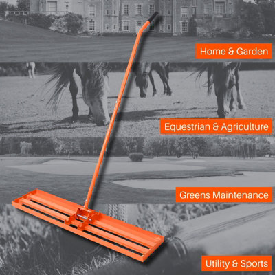 eSkde Heavy Duty Lawn Levelling Rake & Lute for Top Soil Professional ...