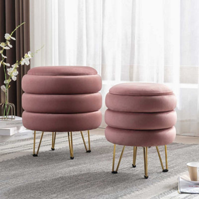 Pink velvet deals storage stool