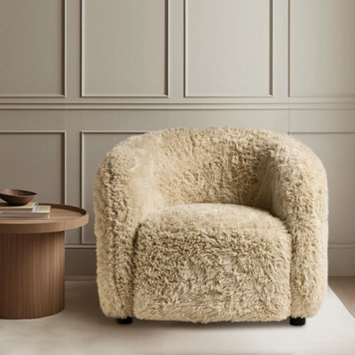Eskimo Armchair Faux Yeti Sheepskin Fur Wraparound Tube Occasional ...