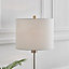 ESME Stylish Clear Glass And Chrome Metal Table Lamp Light With White Shade Including A Rated Energy Efficient LED Bulb
