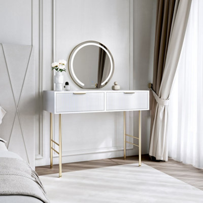 Esme White Dressing Table with Maisie LED Mirror Wall Mounting