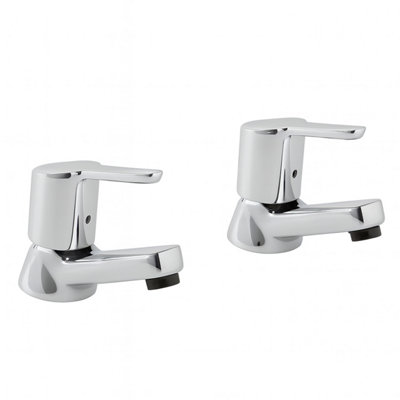 ESMERE Basin Tap Pair Chrome - Modern Lever Handle Hot & Cold Taps, Solid Brass Construction, Polished Finish