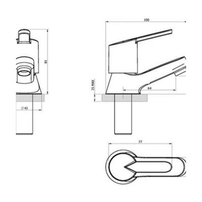 ESMERE Basin Tap Pair Chrome - Modern Lever Handle Hot & Cold Taps, Solid Brass Construction, Polished Finish