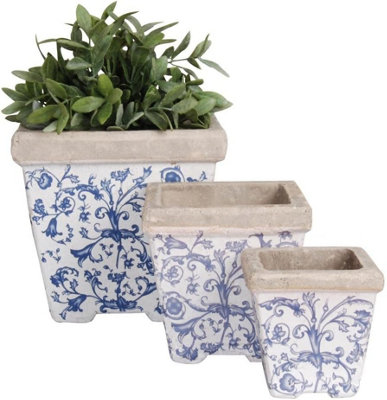 Esschert Design 19 x 20 x 20cm Ceramic Flower Pot Set, Multi-Colour (3 Pieces)