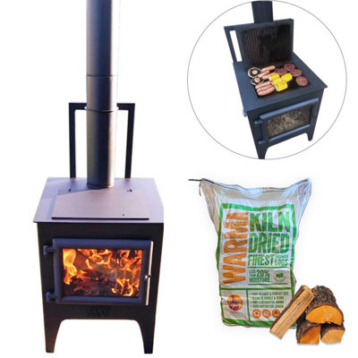 Esse Steel Portable Detachable Wheel Frame Outdoor Woodburner & 25kg Hardwood Logs Bundle Price Comparisons | Compare The Build