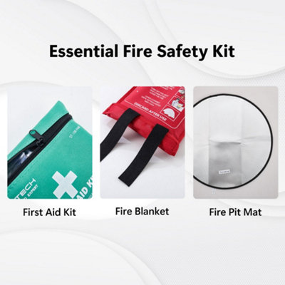 Essential Fire Safety Kit, Small, Fire Blanket, Fire Pit Mat, First Aid Kit