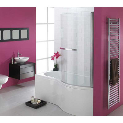 Essential Hampstead P Shaped Shower Bath & Screen 1700 X 900mm Right Hand White