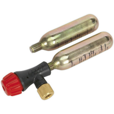 Essential Motorcycle CO2 Tyre Repair Kit with Schrader Valve Adapters