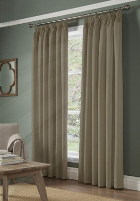 Essential Room Darkening Pencil Pleat Curtains Beige 168cm x 229cm