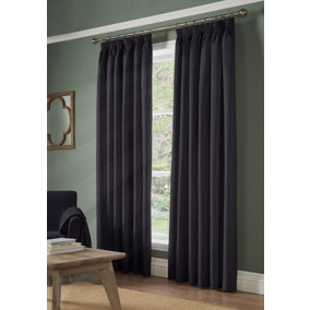 Essential Room Darkening Pencil Pleat Curtains Charcoal 117cm x 137cm