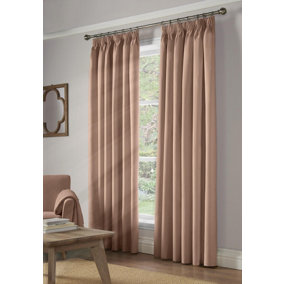 Essential Room Darkening Pencil Pleat Curtains Pink 117cm x 137cm
