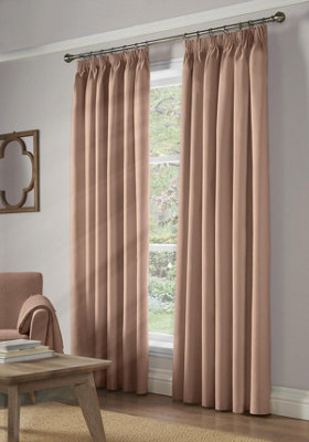 Essential Room Darkening Pencil Pleat Curtains Pink 168cm x 229cm