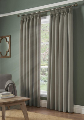 Essential Room Darkening Pencil Pleat Curtains Silver 168cm x 229cm