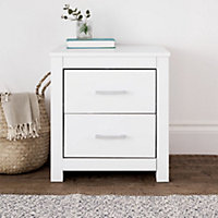 Essentials 2 Drawer White Bedside Table