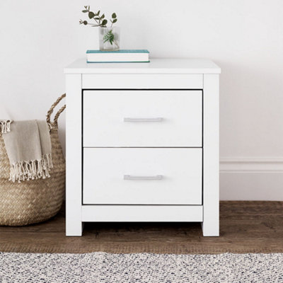 Essentials 2 Drawer White Bedside Table