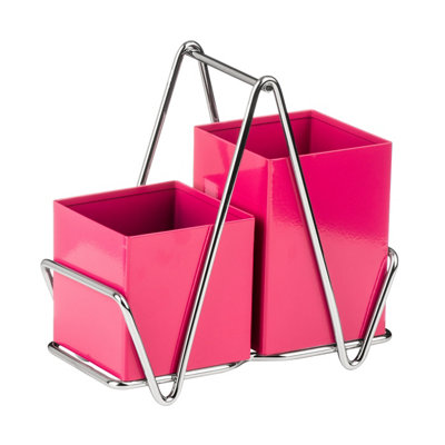 Essentials by Premier 2 Compartment Hot Pink Cutlery Caddy