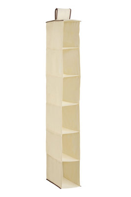 Essentials by Premier 6 Section Cream Hanging Shoe Organiser