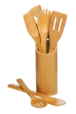 Essentials by Premier Aleki 6pc Bamboo Kitchen Tool Set With Holder