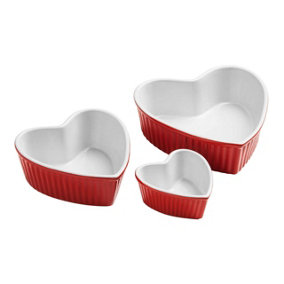 Essentials by Premier Amour Red Stoneware Heart Shape Dishes