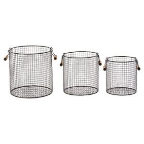 Essentials by Premier Black Wire Storage Baskets Set of 3