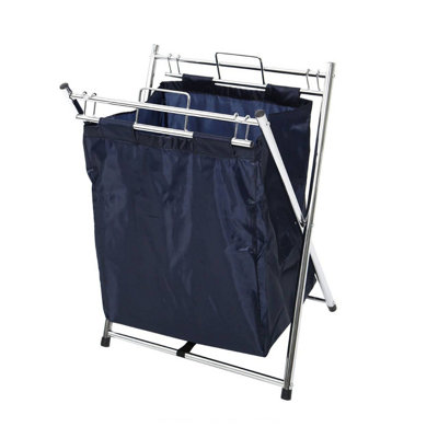 Essentials by Premier CHROME And BLUE LAUNDRY CART WITH LAUNDRY BAG