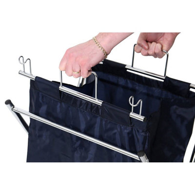 Essentials by Premier CHROME And BLUE LAUNDRY CART WITH LAUNDRY BAG