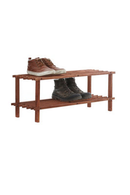 Essentials by Premier Dark Cedar Wood 2 Tier Shoe Rack