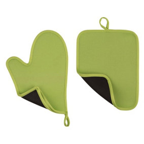 Essentials by Premier Lime Green Neoprene Oven Glove and Pot Holder Set