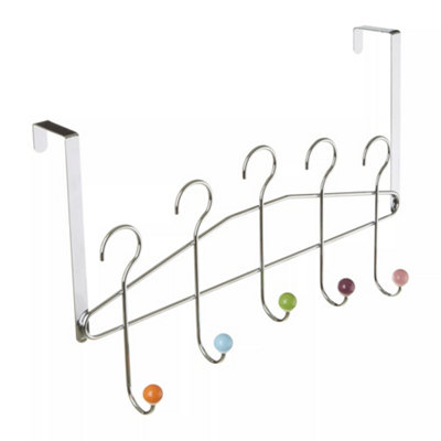 Essentials by Premier Multicoloured 5 Hook Over Door Hanger DIY