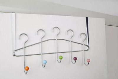 Essentials by Premier Multicoloured 5 Hook Over Door Hanger