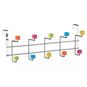 Essentials by Premier Multicoloured Cubes 10 Hook Over Door Hanger